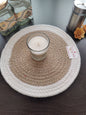 round table mat white brown