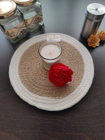 round table mat white brown 1